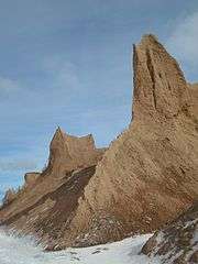 View of Chimney Bluffs from below