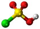 Ball-and-stick model of the chlorosulfuric acid molecule