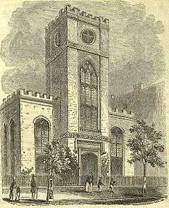 Detailed drawing of a “semi-Gothic” style church.