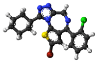 Ball-and-stick model of the ciclotizolam molecule