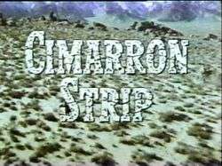 Title Cimarron Strip superimposed on a view of the landscape