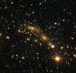 Color image of galaxy cluster MCS J0416.1–2403, studied by the Hubble Frontier Fields program