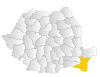 Map of Romania highlighting Constanța County