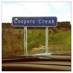 A sign saying 'Coopers Creek', in Canterbury, NZ.
