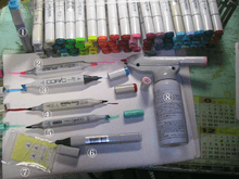 The Copic system including markers and the airbrush.