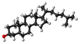 Ball-and-stick model of the coprostanol molecule