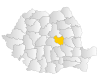 Map of Romania highlighting Covasna County