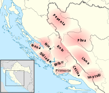 Map of approximate locations of early medieval counties of Croatia