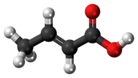 Ball-and-stick model of the crotonic acid molecule