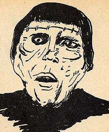 childish drawing of Christopher Lee in Curse of Frankenstein