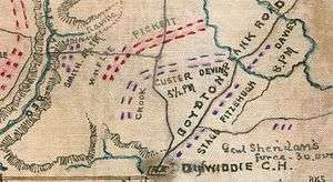 Old map showing positions of Union and Confederate armies