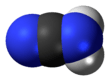 Space-filling model of the cyanamide molecule, nitrile tautomer