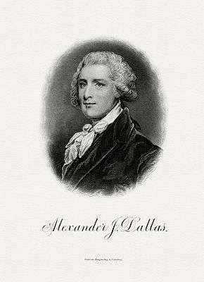 Bureau of Engraving and Printing portrait of Dallas as Secretary of the Treasury.