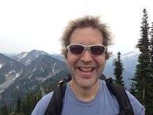 David Baker at the summit of Spark Plug Mountain, Washington, July 31, 2013