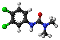 Ball-and-stick model of the DCMU molecule