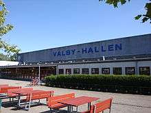 An external view of Valby Hallen indoor arena.