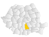 Map of Romania highlighting Dâmbovița County