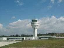 White air-traffic control tower