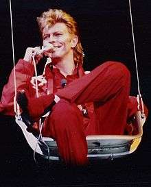 David Bowie performing.