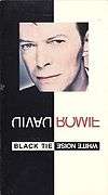 The cover of the video collection, showing a 1993-era picture of David Bowie above his name and the title, "Black Tie White Noise" set on a black and white background