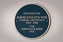 Designed by David Evelyn Nye, Cinema architect, 1906-1986, for Shipman & King 1938