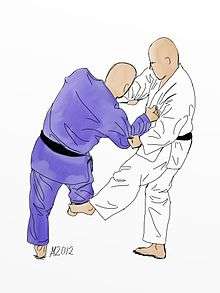 Illustration of De-ashi-barai Judo throw