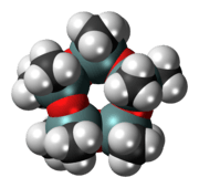 Space-filling model of the decamethylcyclopentasiloxane molecule