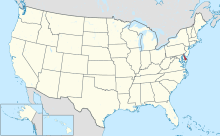 Map of the United States with Delaware highlighted