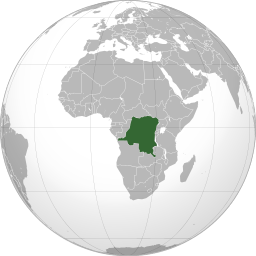 Location of  Democratic Republic of the Congo  (dark green)