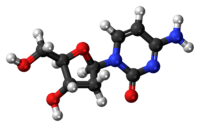 Ball-and-stick model of the deoxycytidine molecule
