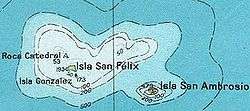Map of Desventuradas Islands, also known as San Félix Islands