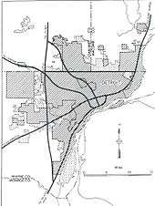 Detroit inset from the General Location of National System of Interstate Highways Including All Additional Routes at Urban Areas Designated in September 1955 (Yellow Book)