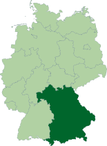 Map of Germany with the location of Bavaria highlighted