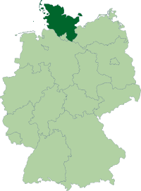 Map of Germany with the location of Schleswig-Holstein highlighted