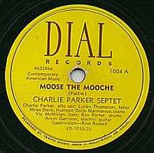 Label of Dial record by Charlie Parker