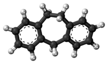 Ball-and-stick model of the dibenzocycloheptene molecule