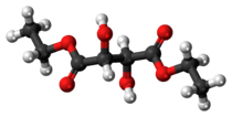 Ball-and-stick model of the diethyl tartrate molecule