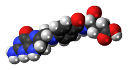 Space-filling model of the dihydrofolic acid molecule