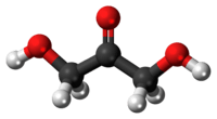 Ball-and-stick model of the dihydroxyacetone molecule