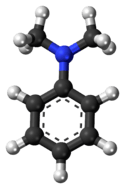 Ball-and-stick model of the dimethylaniline molecule