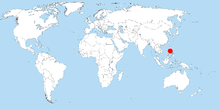Map showing the range of the Luzon montane forest mouse on global scale