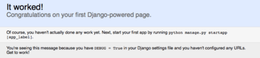 The default Django page