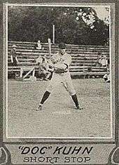 Yearbook photo of Kuhn at the plate