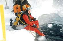  Dr. Michael Wolff during the first expedition to scuabdive (and skydive) the North Pole, 1999