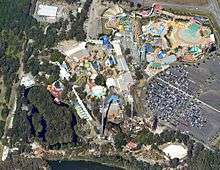 Aerial view of Dreamworld and WhiteWater World in July 2011
