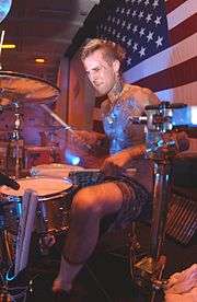Musician Travis Barker performing in 2003.