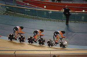 Dutch women's team pursuit team at the 2012 Summer Olympics (Ellen van Dijk, Amy Pieters and Vera Koedooder)