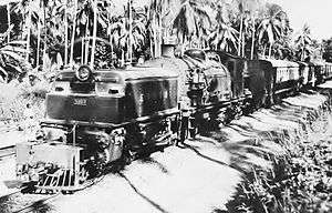 5803 at Changamwe, Kenya, with the Mombasa–Kampala mail train, circa 1950-51