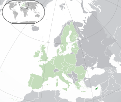 Map showing Cyprus in Europe