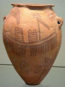 Naqada boat on pottery vase